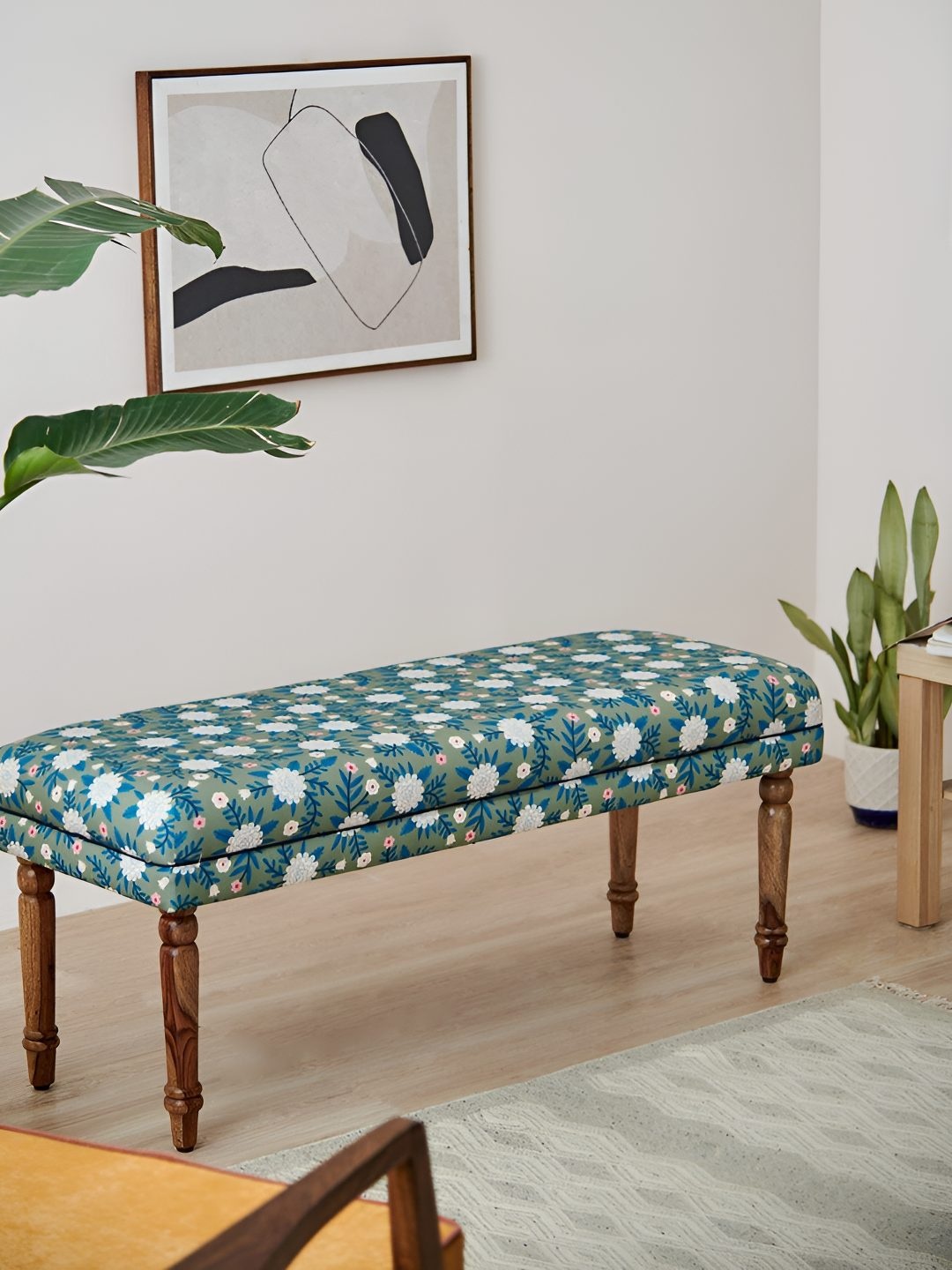 

Chumbak Nawaab Bench- Spring Marigolds Lounge Chair, Green