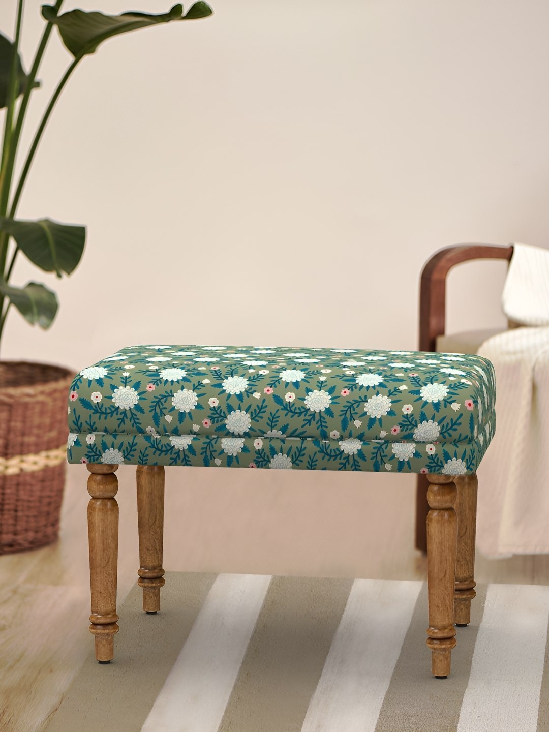 

Chumbak Green & Brown Bench Small - Spring Marigold Lounge Chair