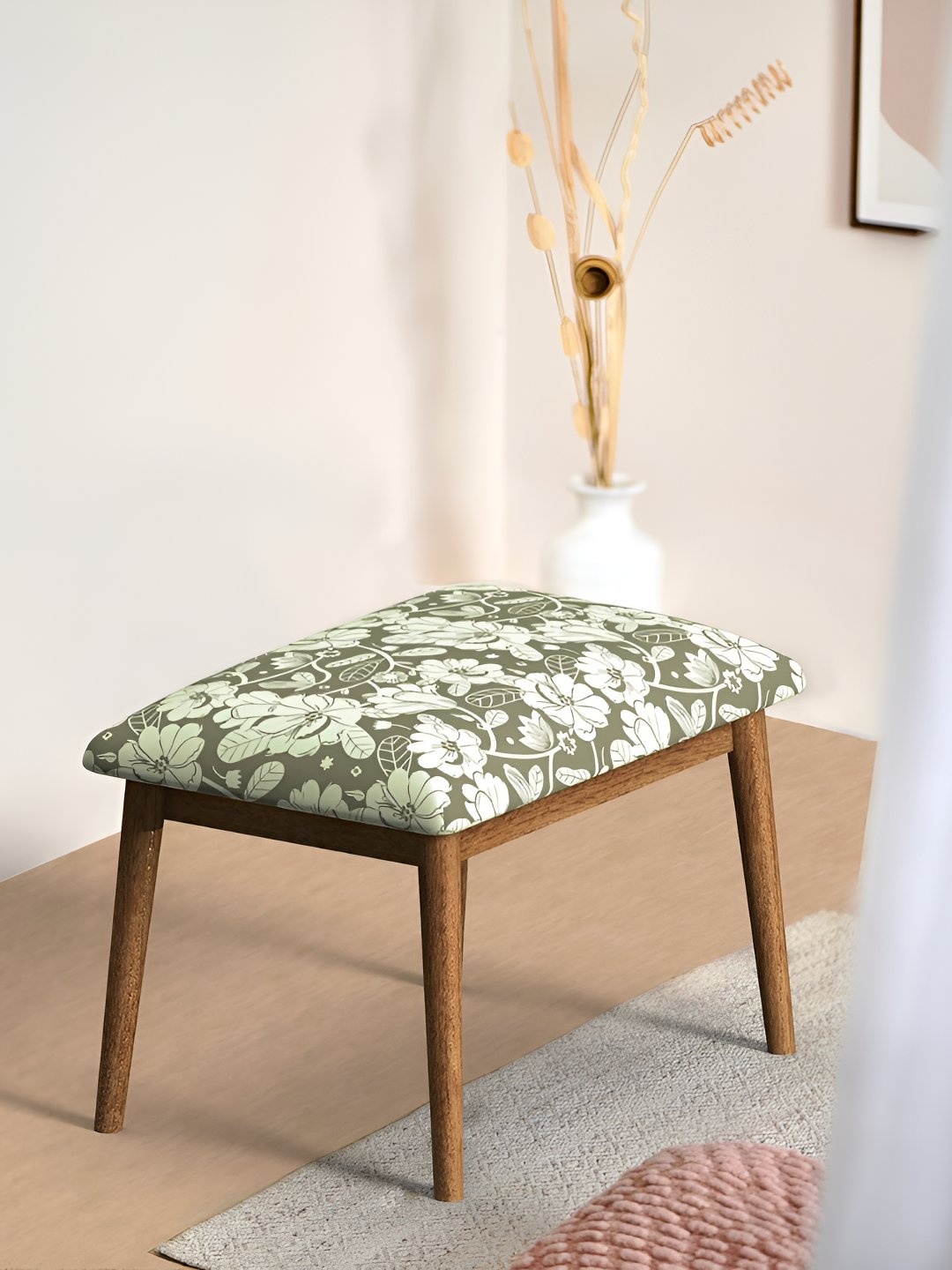

Chumbak Grey & White Jodhpur Bench Small- Grey'S Garden Wooden Cushion Lounge Chair