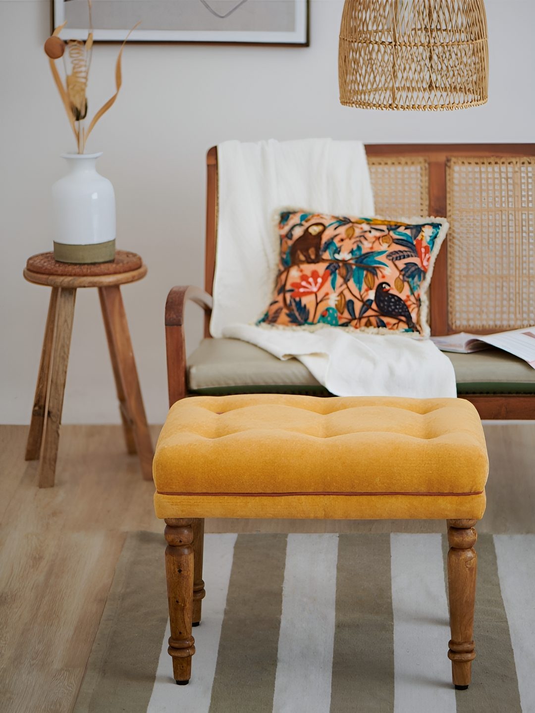 

Chumbak Yellow Wooden Nawaab Bench