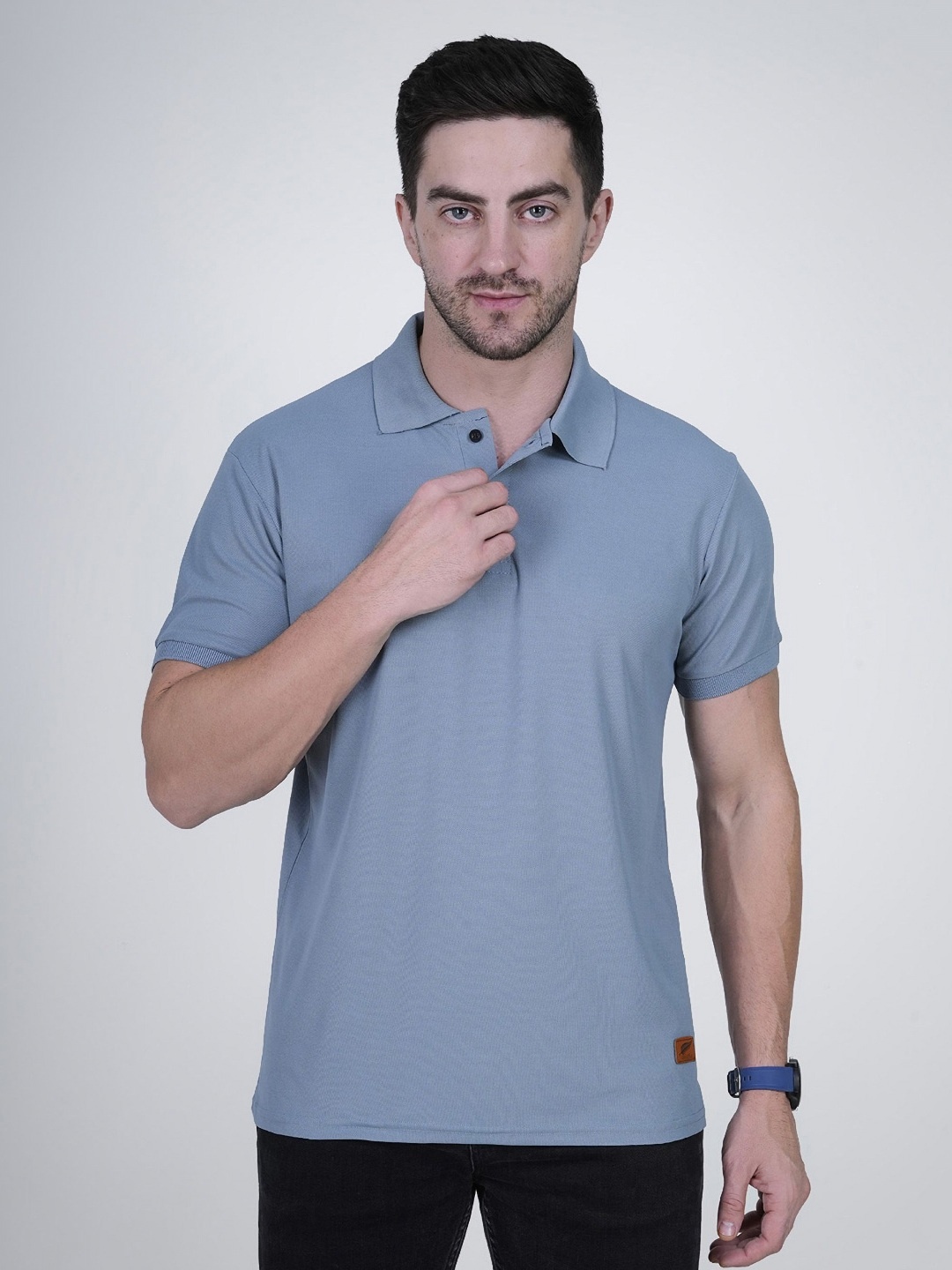 

Polo Plus Men Bio Finish Solid Polo Collar Relaxed Fit T-shirt, Grey