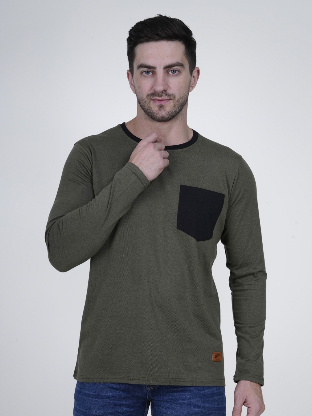 

Polo Plus Men Bio Finish Solid Round Neck Cotton Relaxed Fit T-shirt, Olive