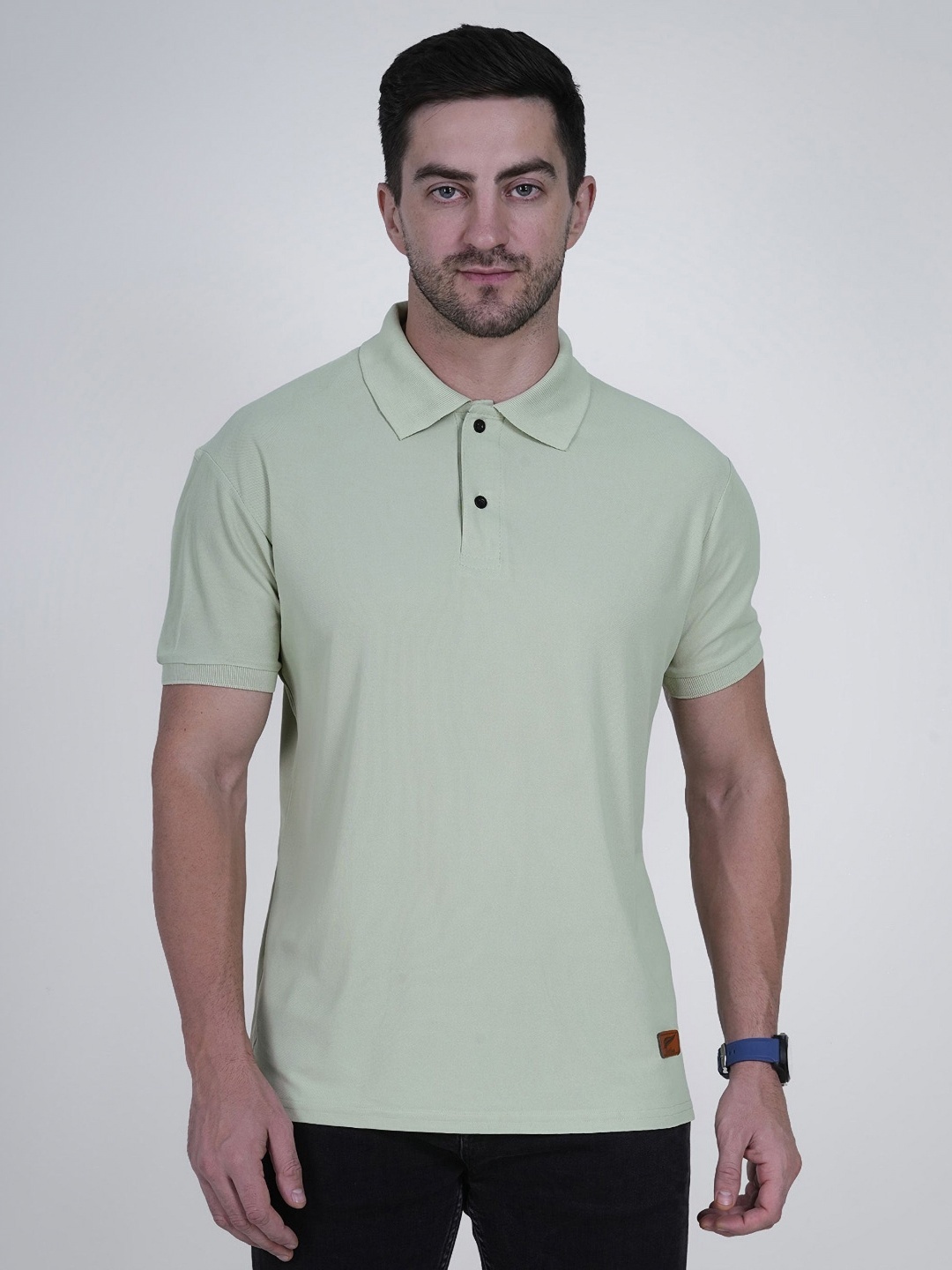 

Polo Plus Men Bio Finish Solid Polo Collar Relaxed Fit T-shirt, Green