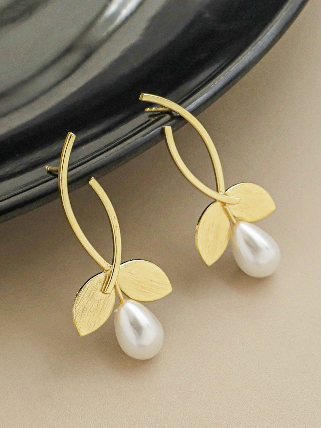 

Adore By Priyanka Gold-Plated Pearls Beaded Contemporary Drop Earrings