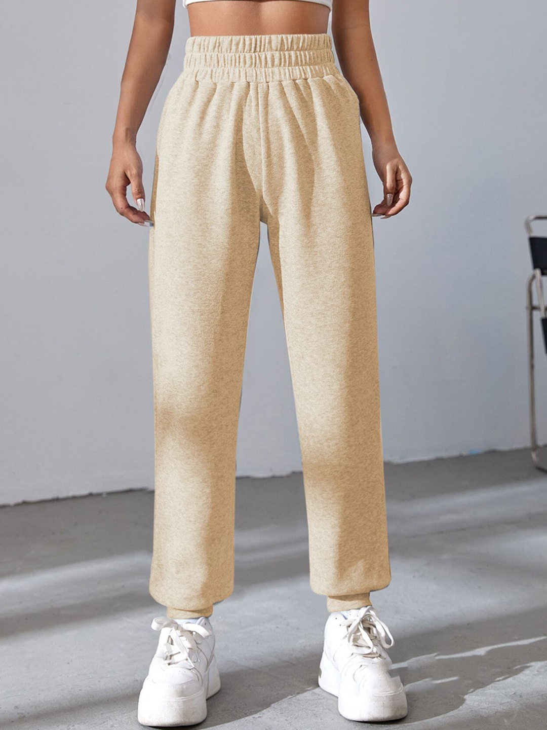 

KATECLO Women Relaxed High-Rise Joggers Trousers, Beige