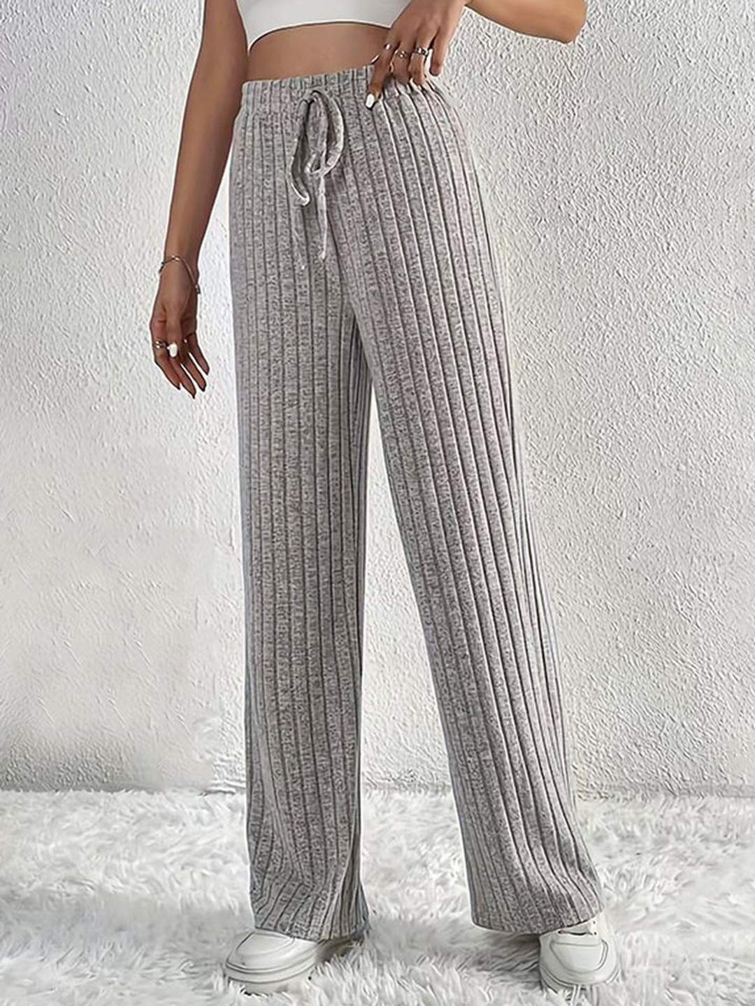 

LULU & SKY Women Straight Fit High-Rise Trousers, Grey