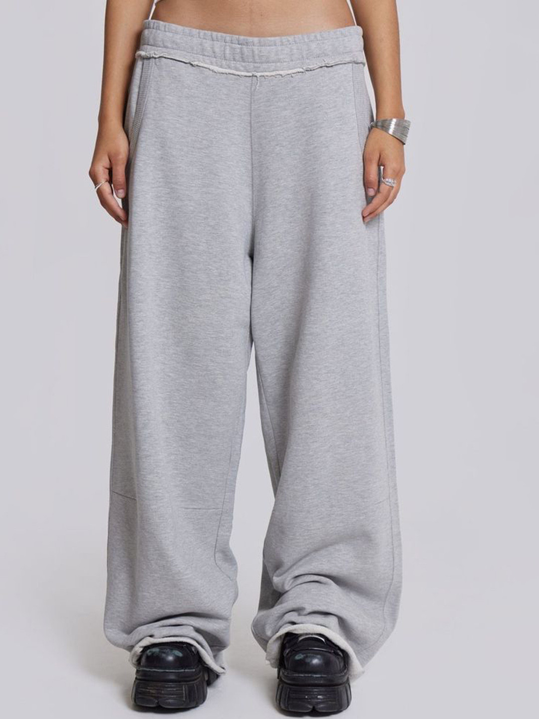 

LULU & SKY Women Loose Fit High-Rise Wide Leg Trousers, Grey