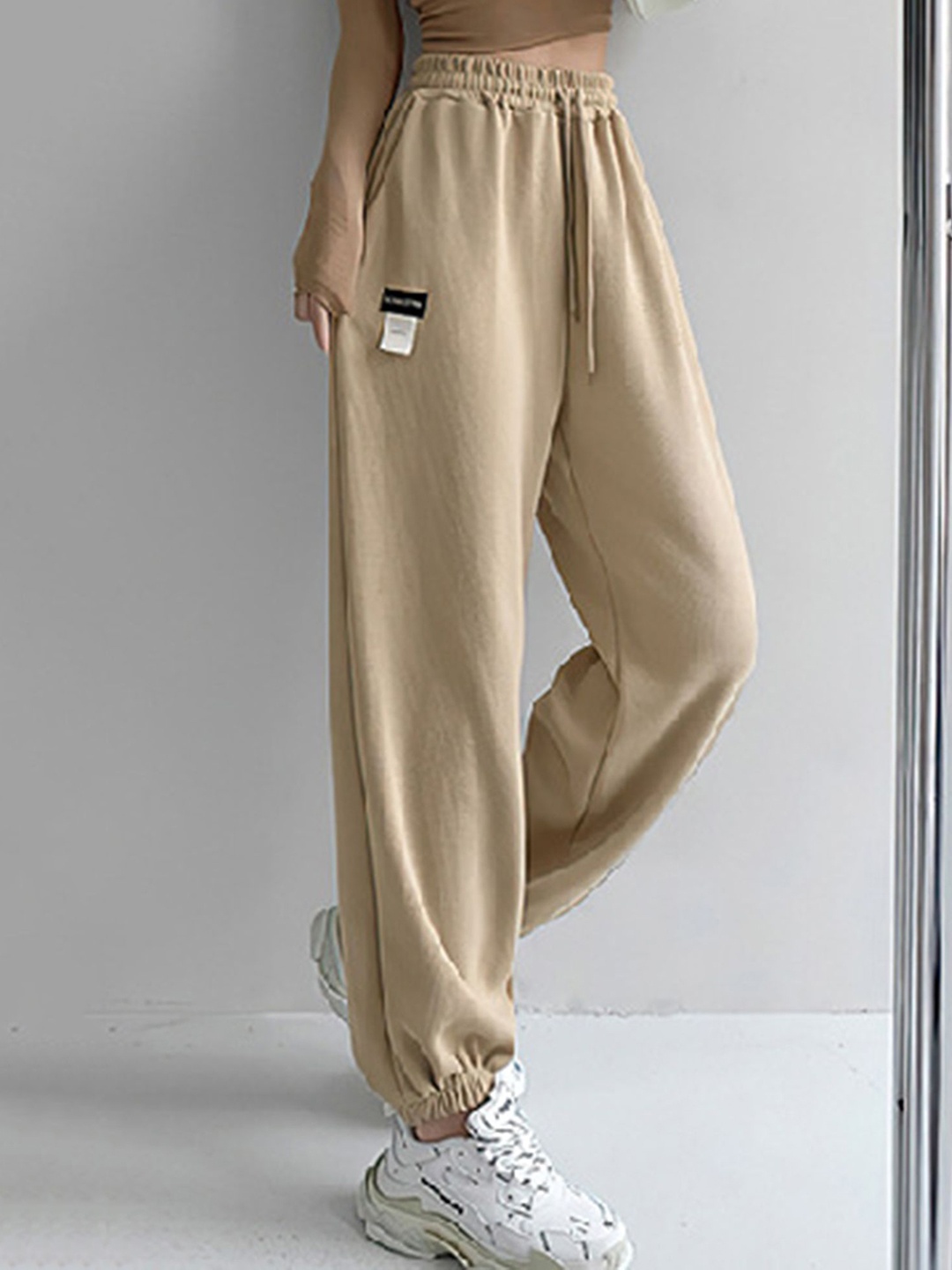 

LULU & SKY Women High-Rise Joggers Trousers, Khaki