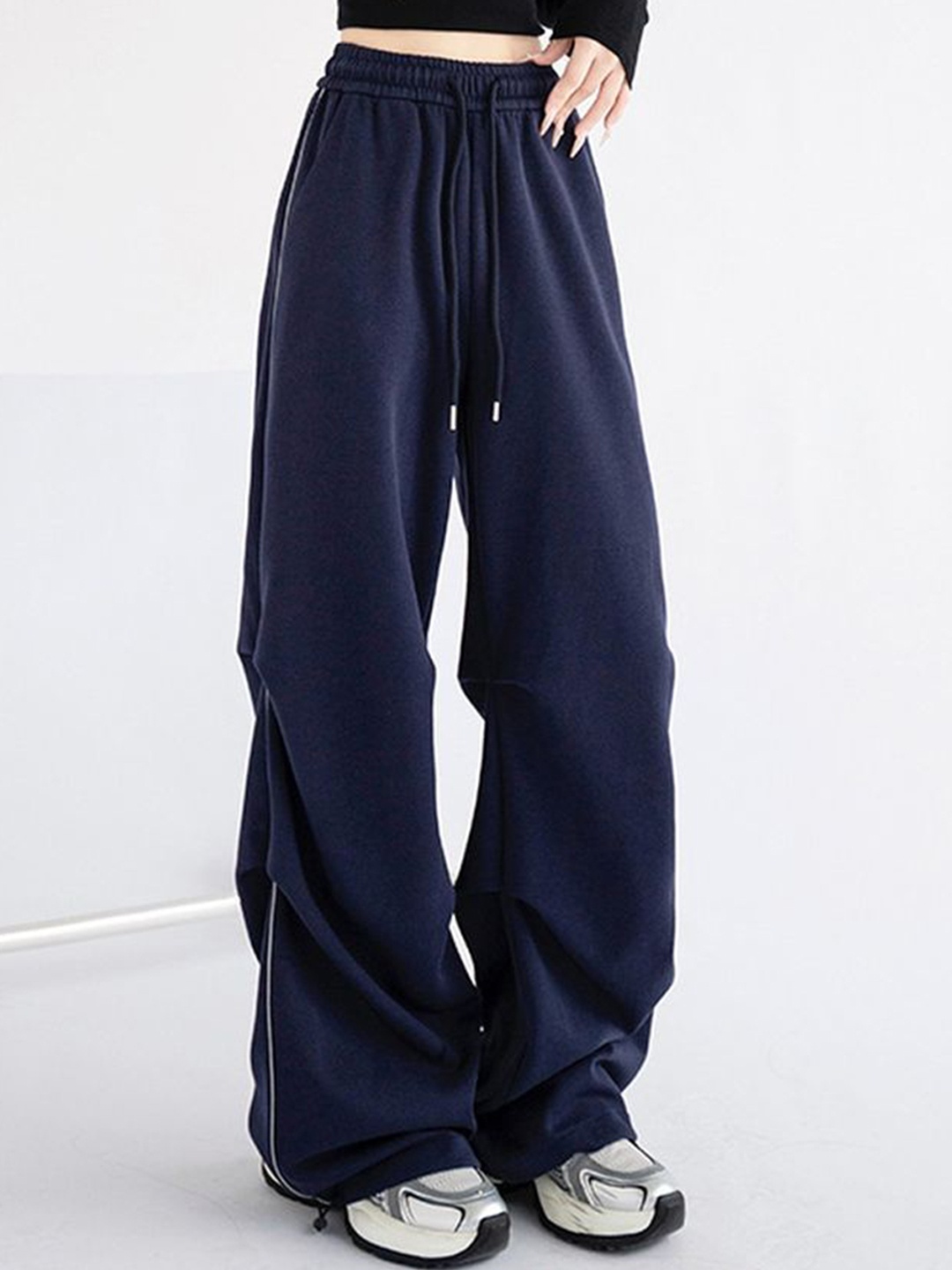 

LULU & SKY Women Straight Fit High-Rise Trouser, Navy blue