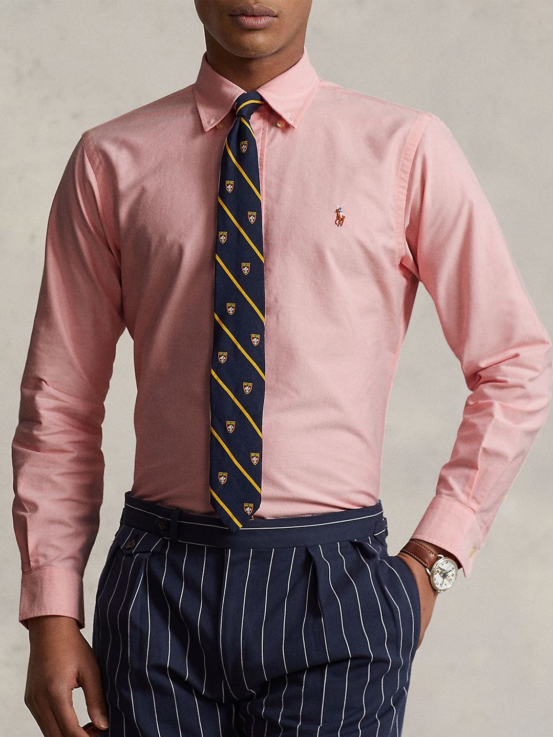 

Polo Ralph Lauren Men Button-Down Collar Solid Cotton Casual Shirt, Pink