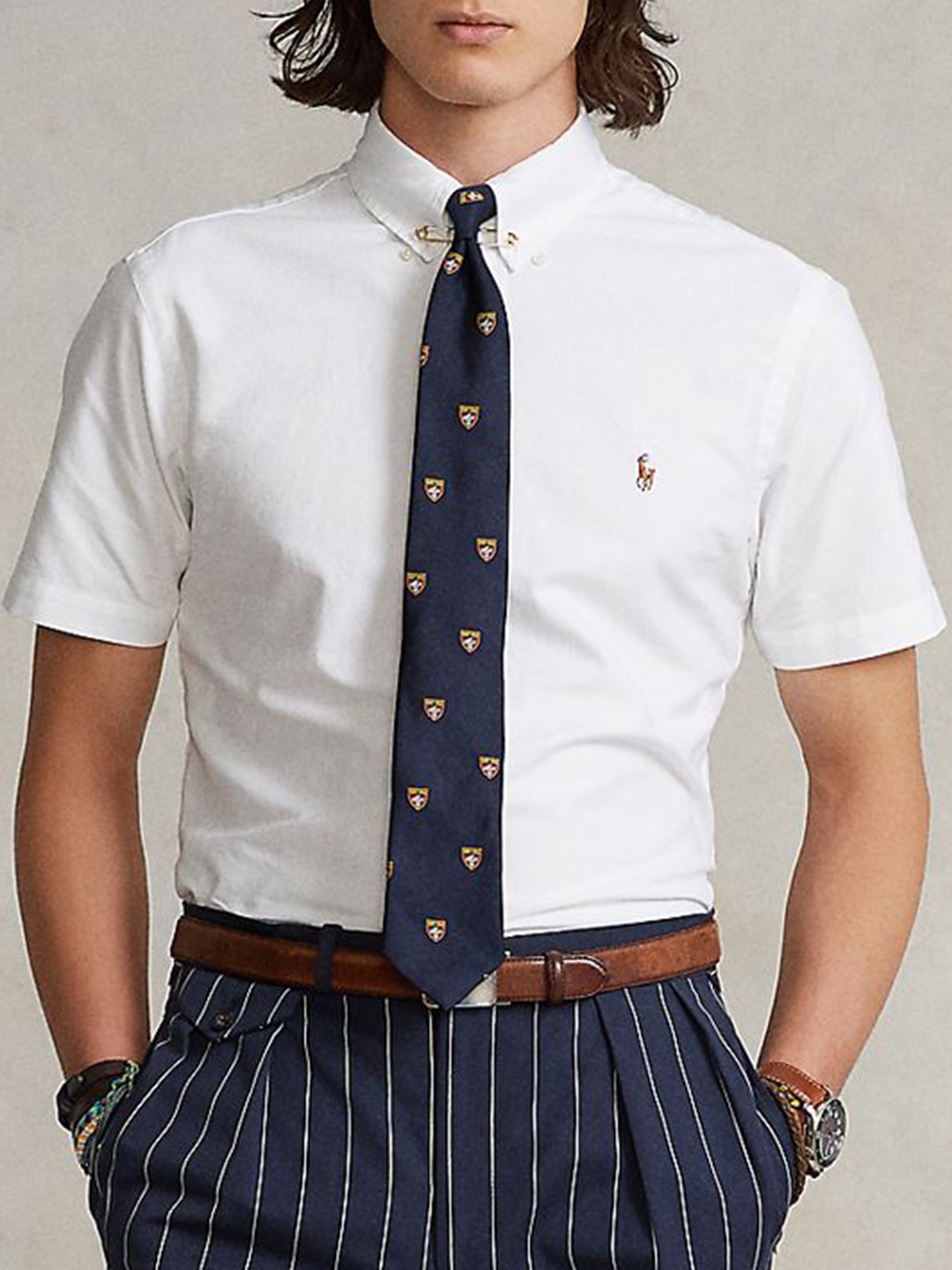 

Polo Ralph Lauren Men Button-Down Collar Solid Cotton Formal Shirt, White