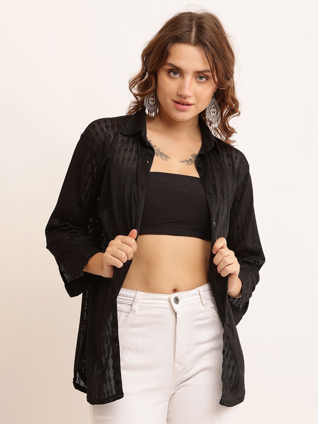 

ENTRY LEVEL Women Comfort Opaque Party Shirt, Black