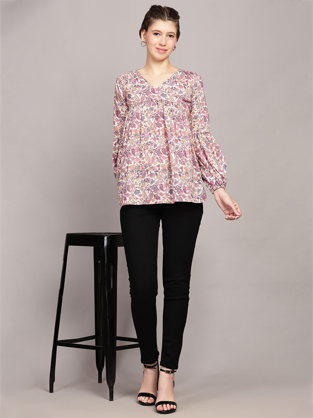 

TrendRush Floral Print Top, Purple