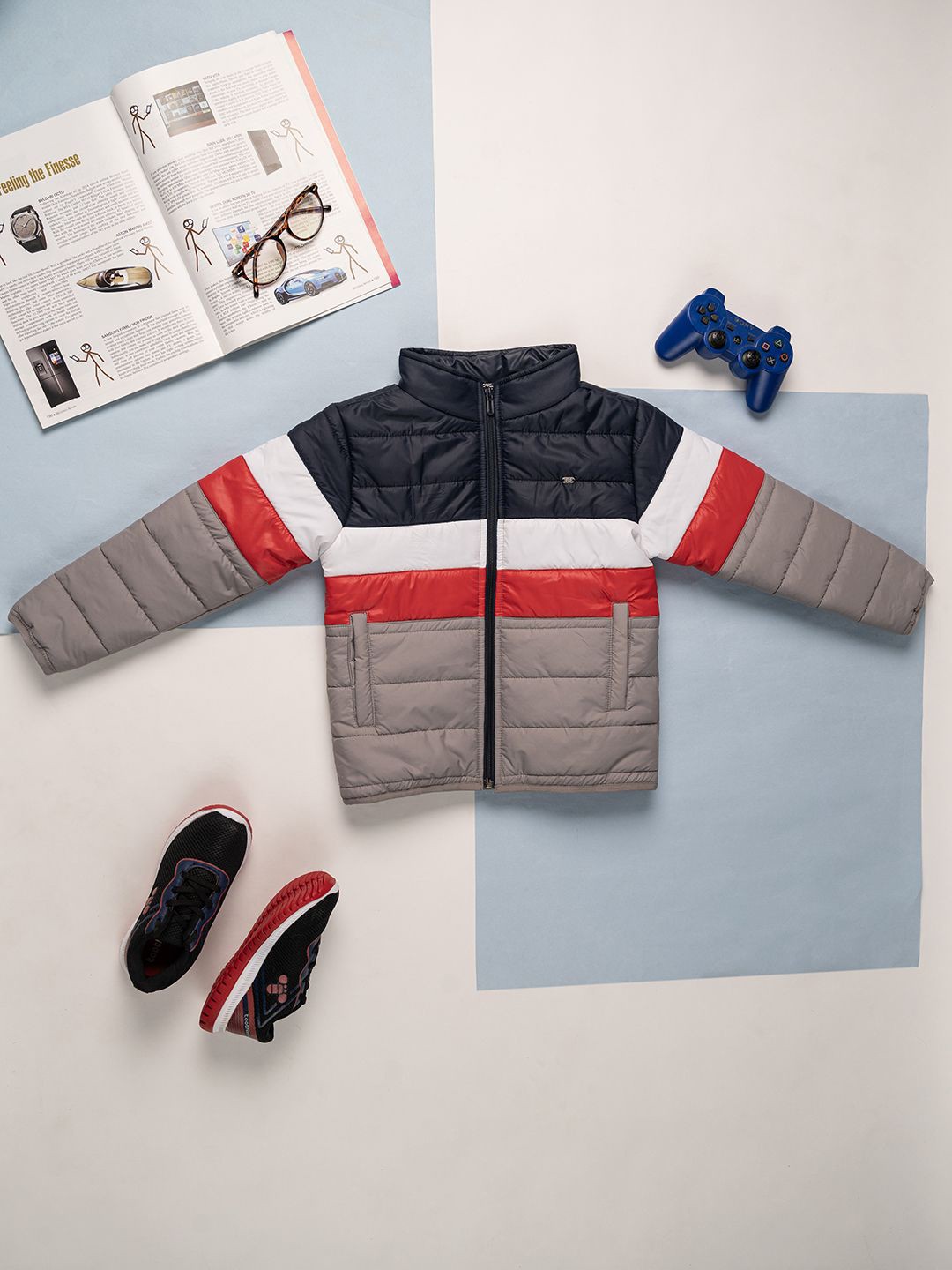 

Purple United Kids Boys Colourblocked Bomber Jacket, Grey