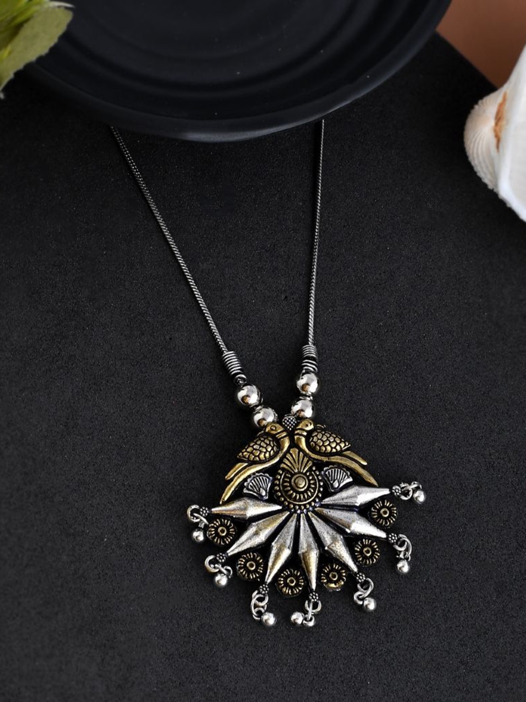 

NAMAN ARTS Gold-Plated Artificial Beaded Oxidised Necklace