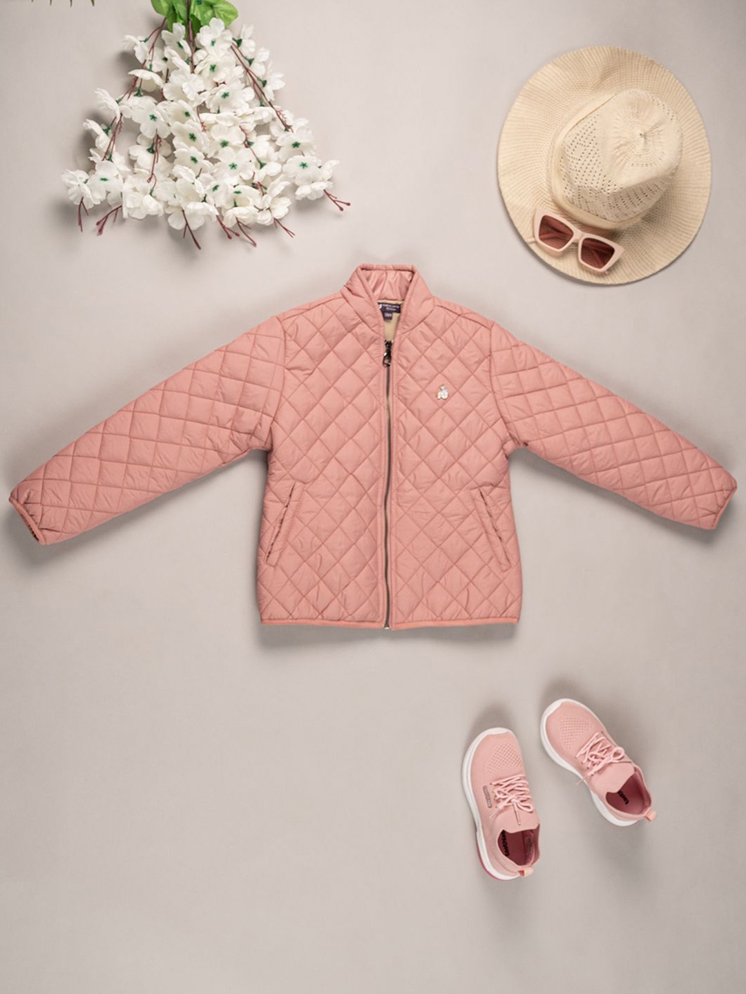 

Purple United Kids Girls Geometric Quilted Jacket, Peach