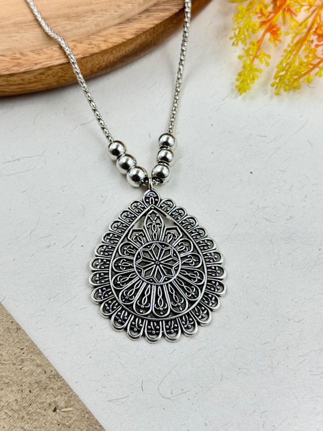 

NAMAN ARTS Silver Plated Oxidised Necklace