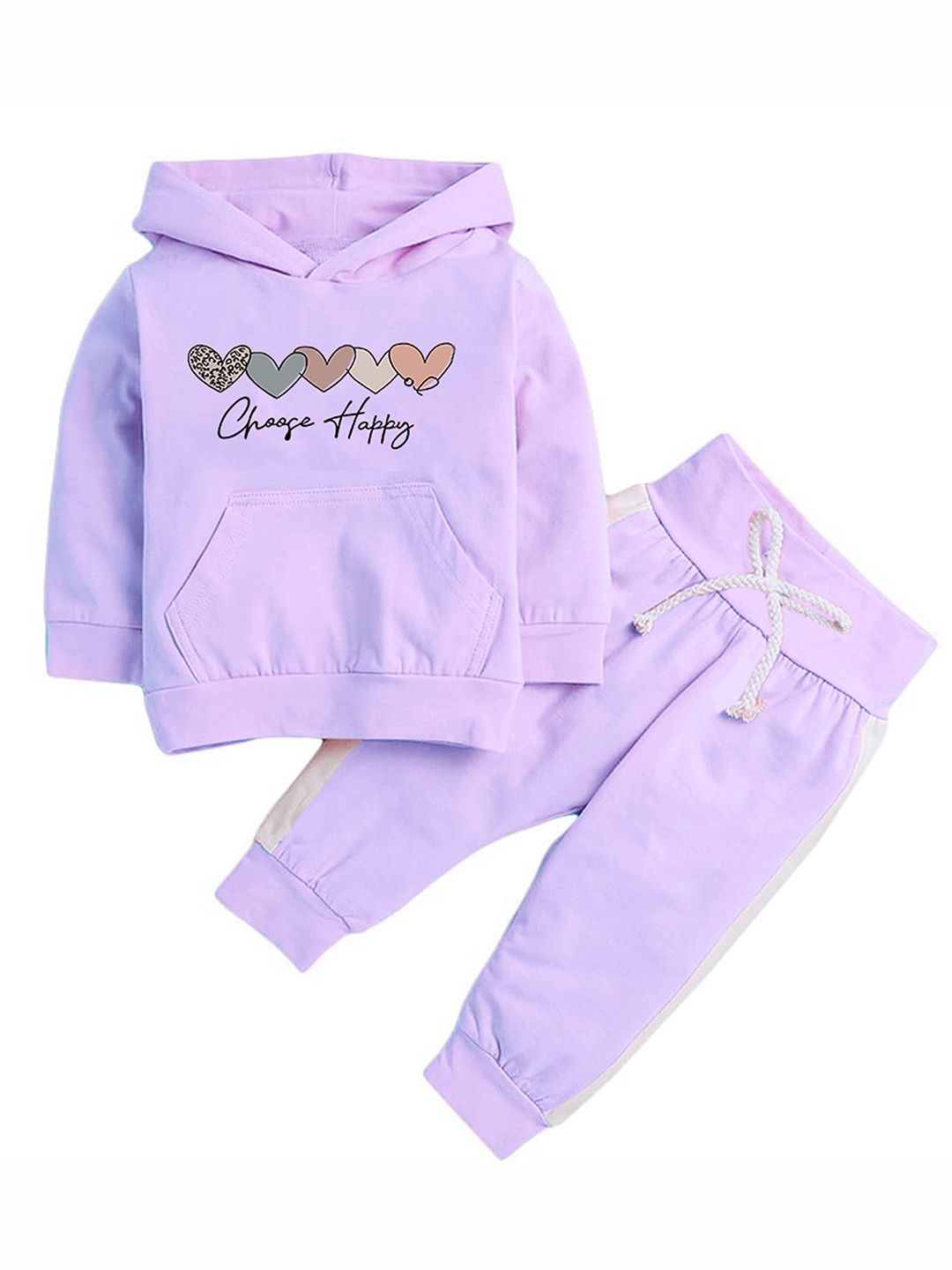 

Porpy Kids Printed Hooded Sweatshirt With Joggers, Lavender