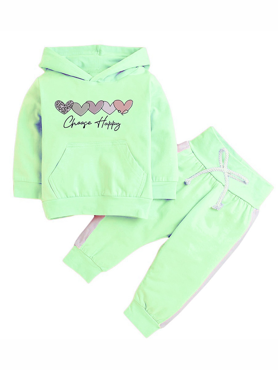 

Porpy Kids Printed Hooded Sweatshirt With Joggers, Sea green