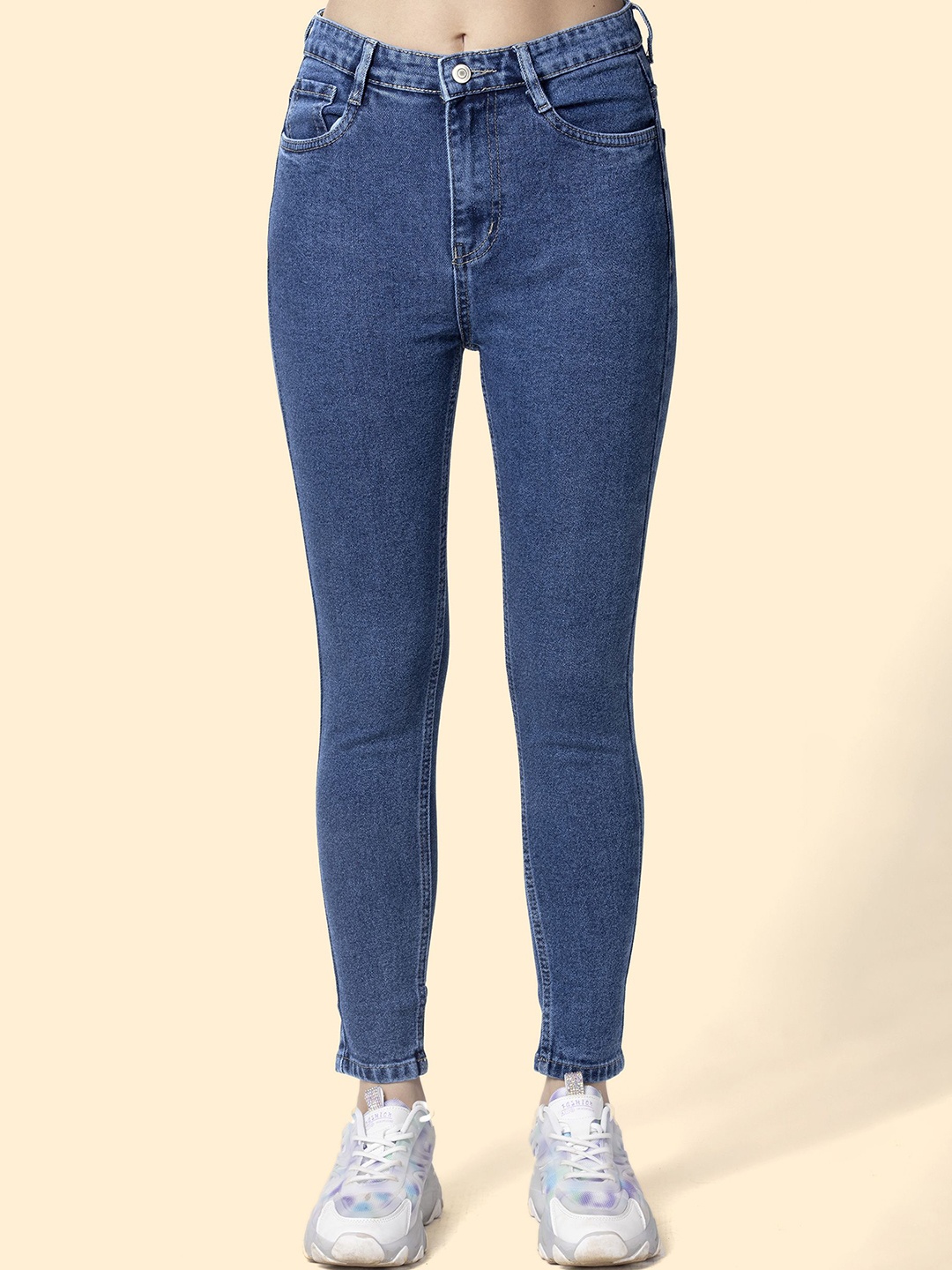 

OMG CREATION Women Skinny Fit Stretchable Cropped Jeans, Navy blue