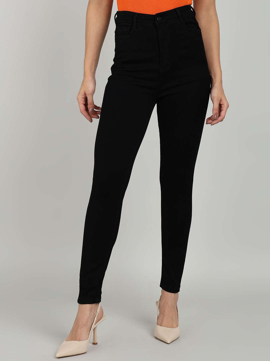 

OMG CREATION Women Skinny Fit High-Rise Jeans, Black