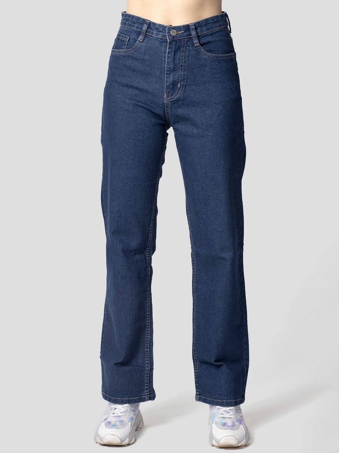 

OMG CREATION Women Straight Fit High-Rise Stretchable Jeans, Navy blue