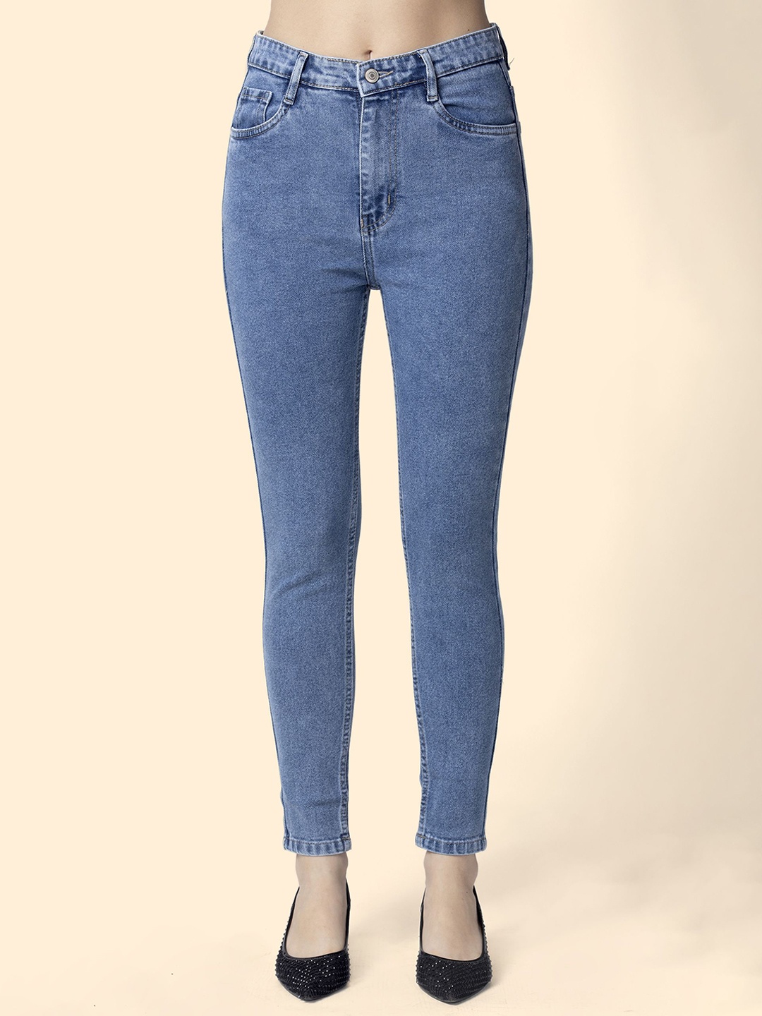 

OMG CREATION Women Skinny Fit High-Rise Jeans, Blue