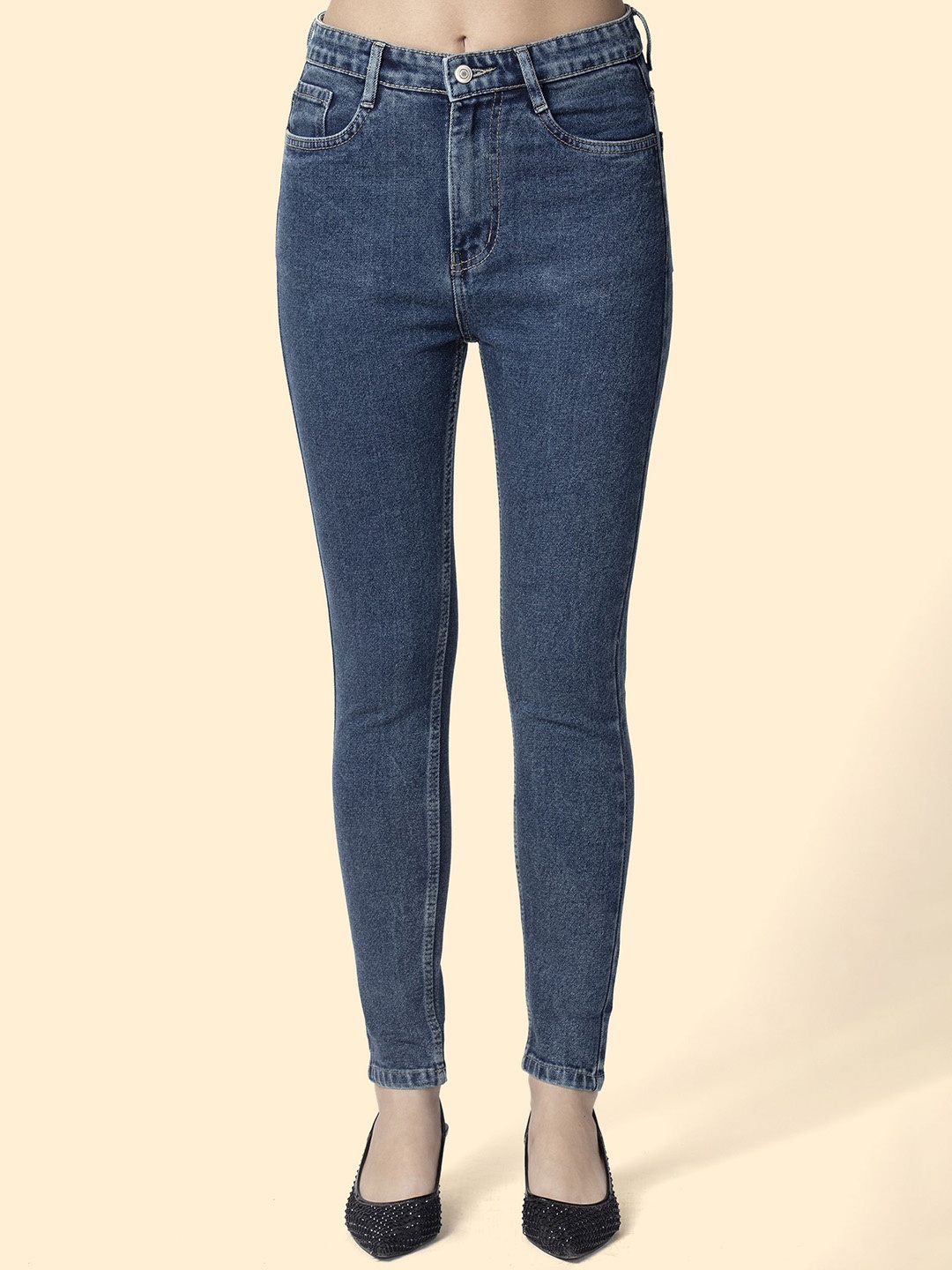 

OMG CREATION Women Skinny Fit High-Rise Jeans, Navy blue