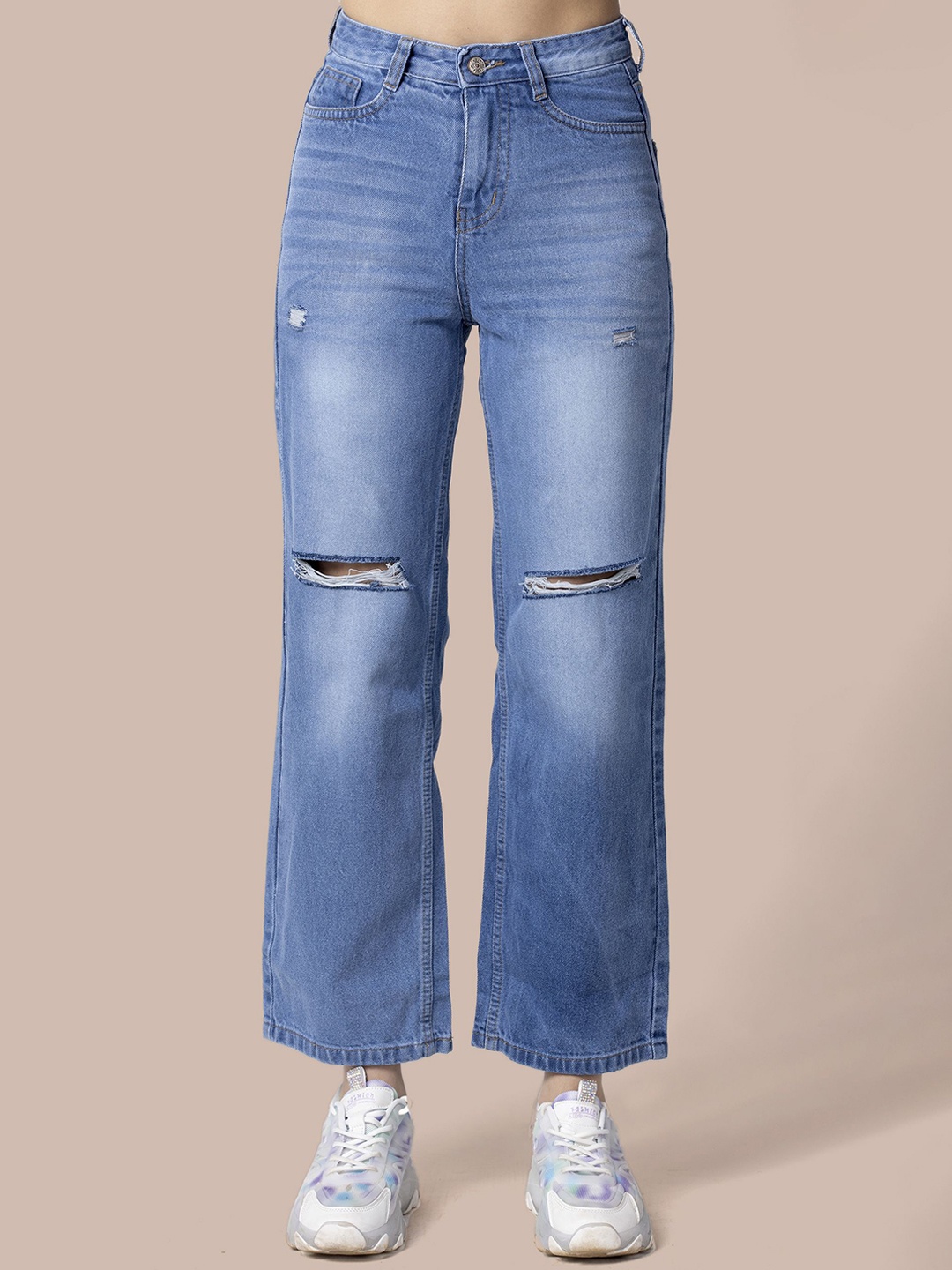 

OMG CREATION Women Straight Fit High-Rise Stretchable Jeans, Blue
