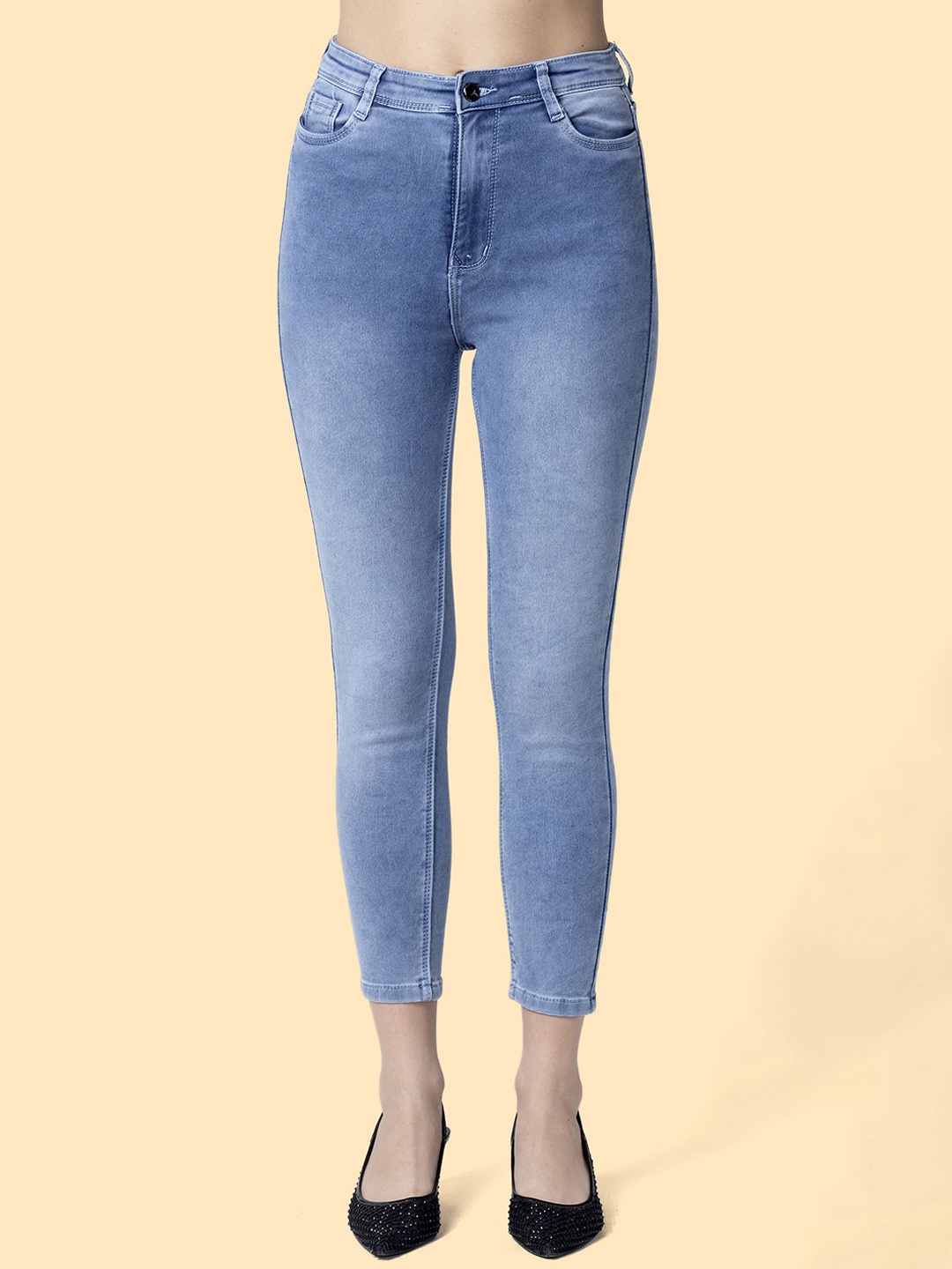 

OMG CREATION Women Skinny Fit Stretchable Cropped Jeans, Blue