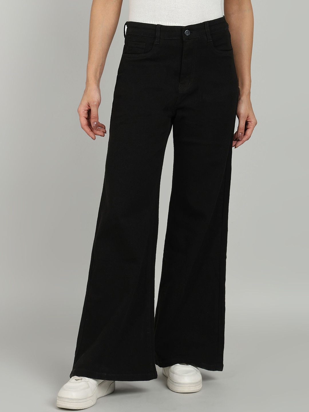 

OMG CREATION Women Wide Leg Stretchable Jeans, Black