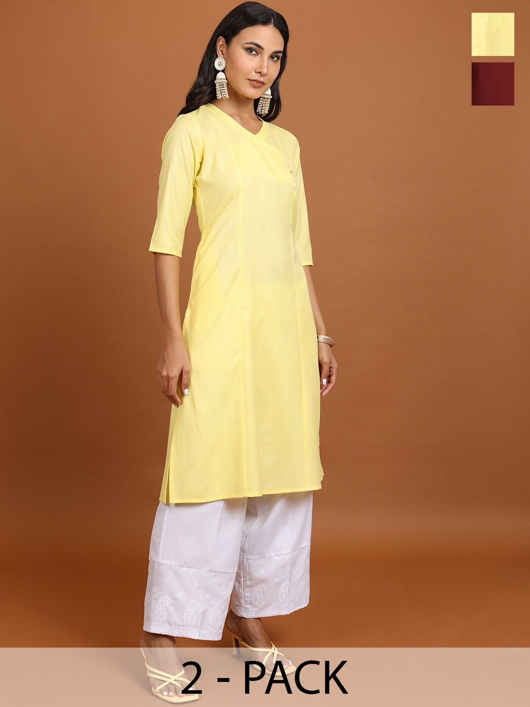

Vishudh Pack of 2 Women Angrakha Kurta, Yellow