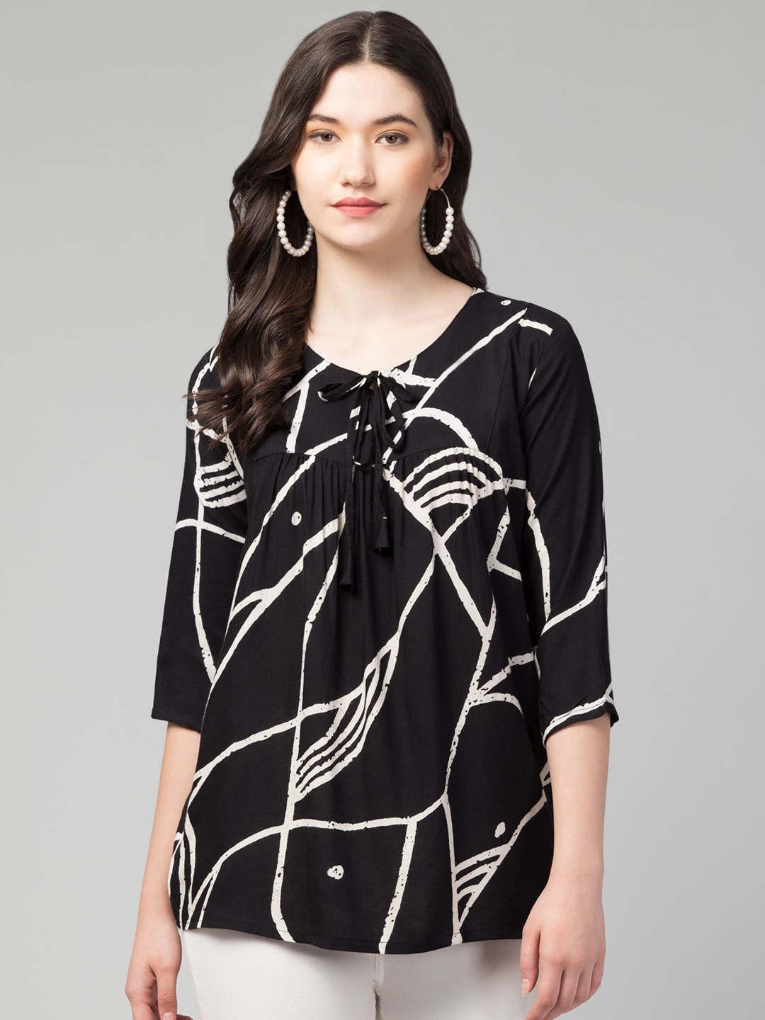 

ENTRY LEVEL Women Print Cotton Top, Blue