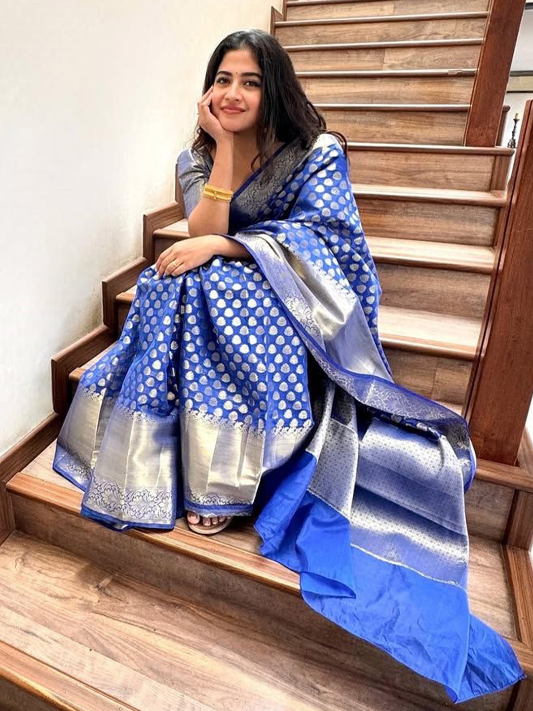 

Fabdeal Woven Design Zari Designer Kanjeevaram Saree, Blue