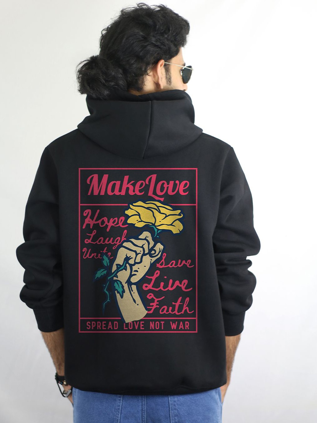 

EKSDEE Men Hooded Sweatshirt, Black