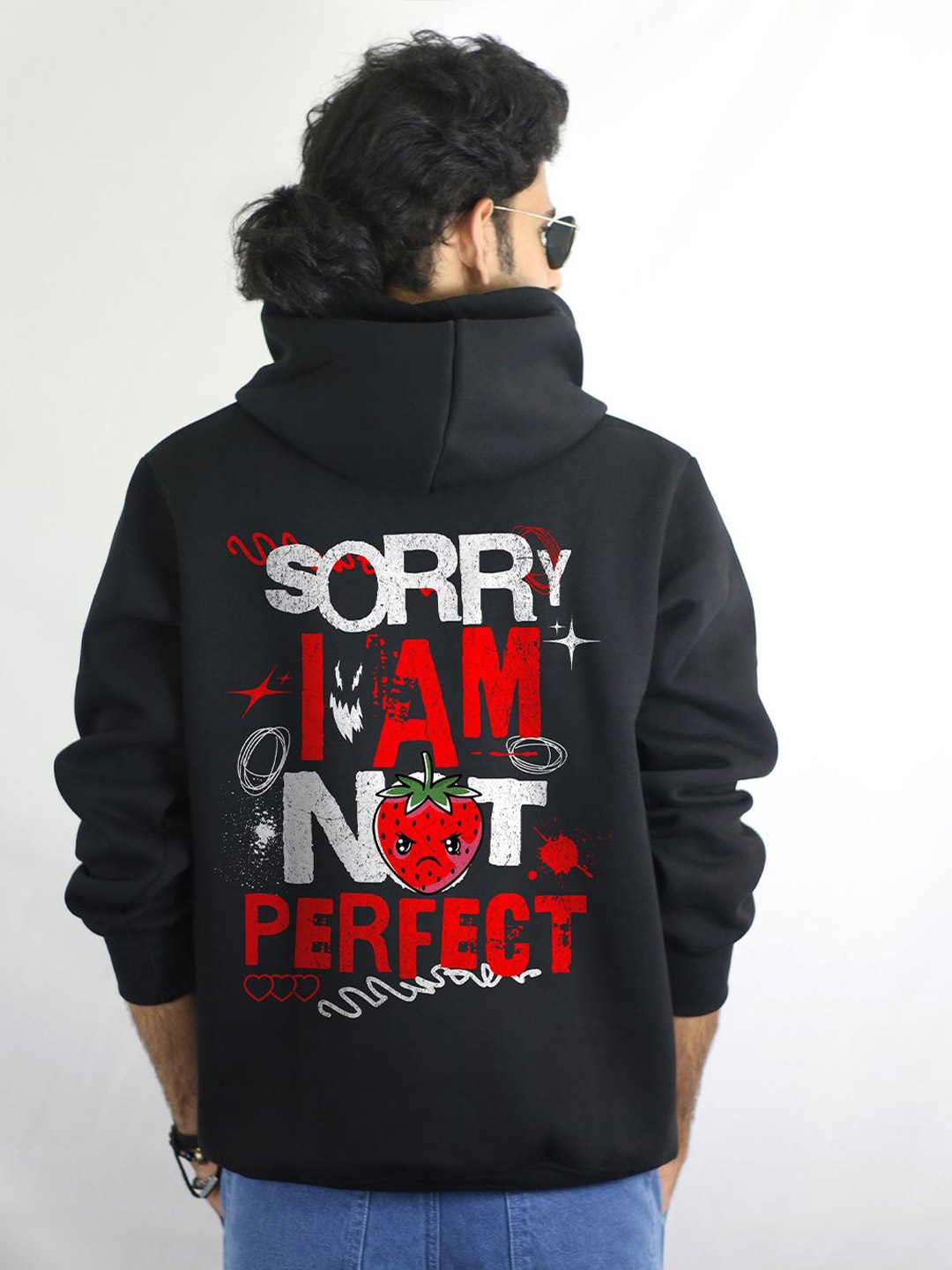 

EKSDEE Men Printed Hooded Sweatshirt, Black
