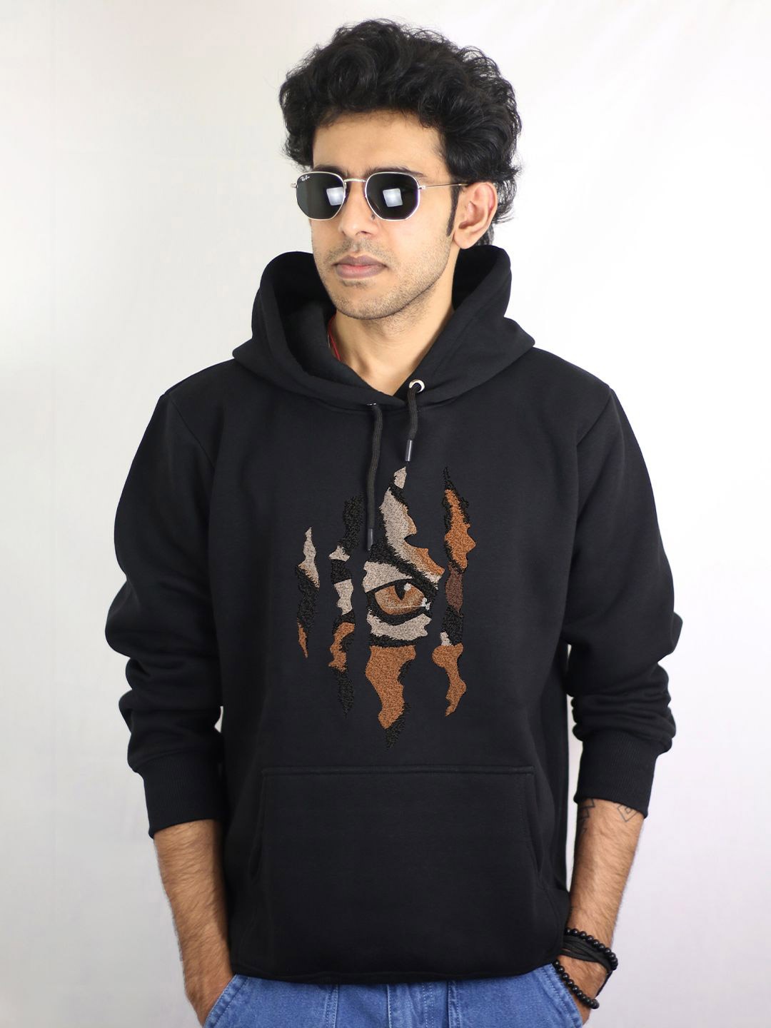 

EKSDEE Men Pure Cotton Hooded Sweatshirt, Black