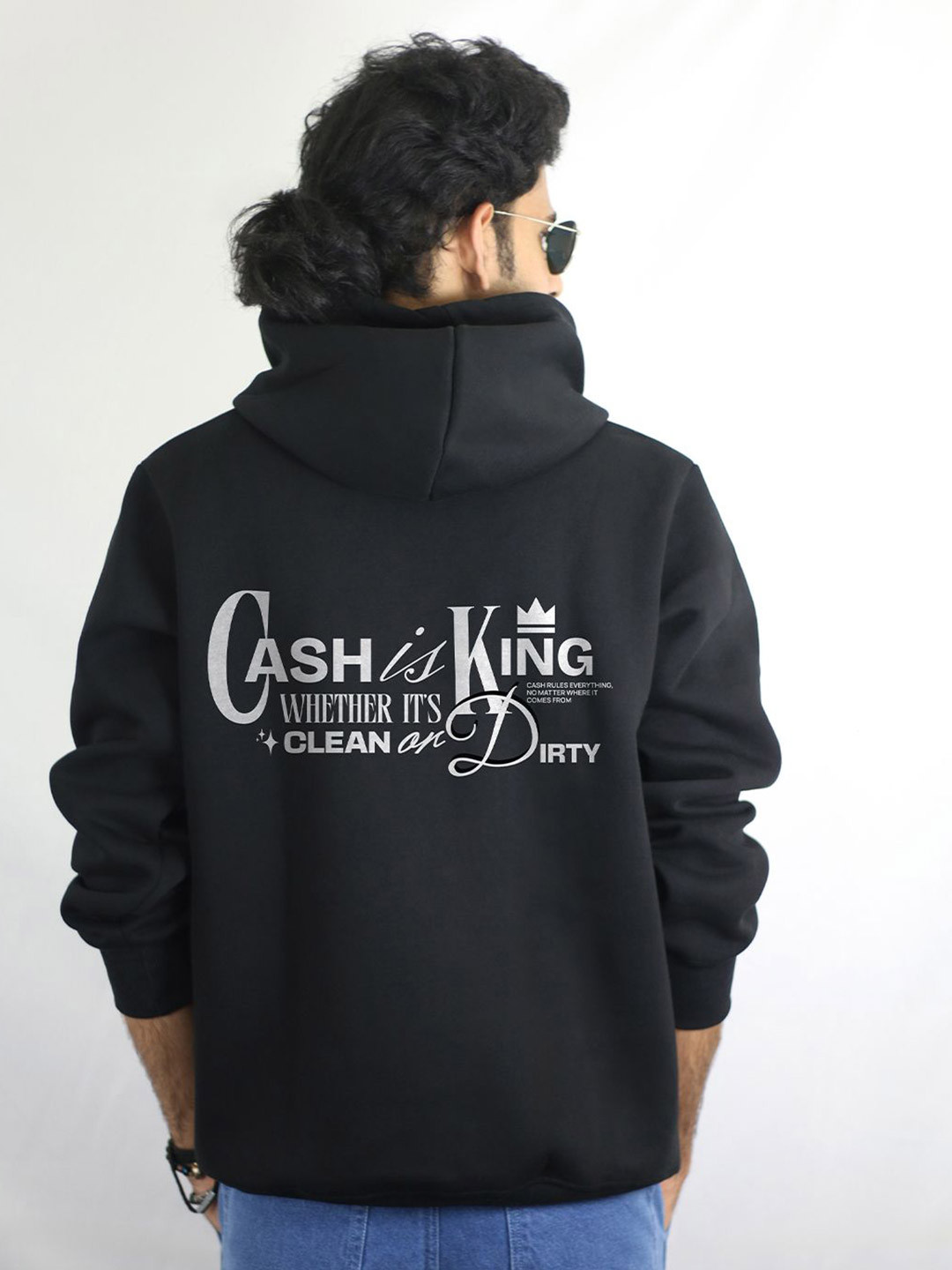 

EKSDEE Men Cotton Hooded Sweatshirt, Black
