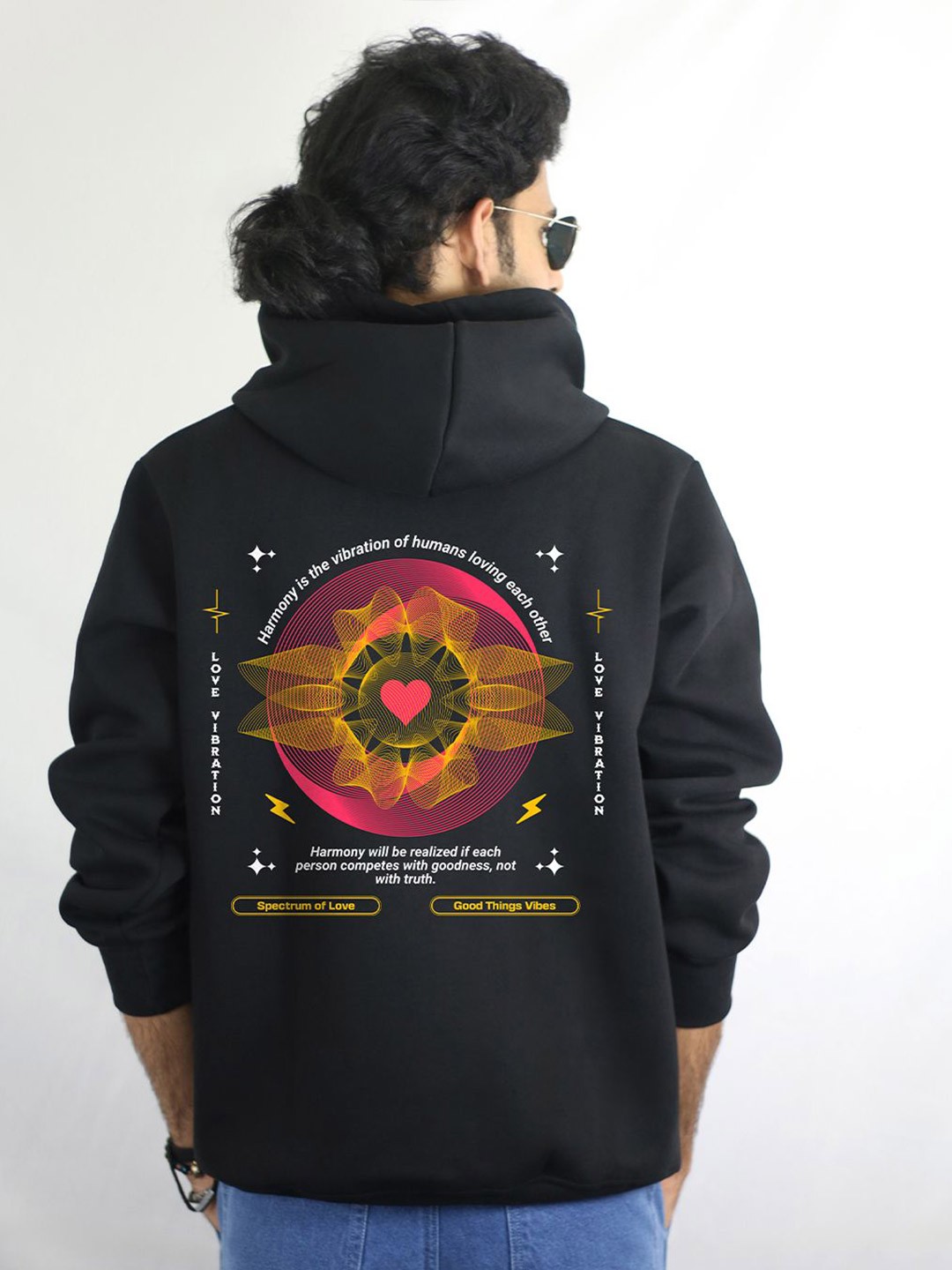 

EKSDEE Men Hooded Printed Sweatshirt, Black