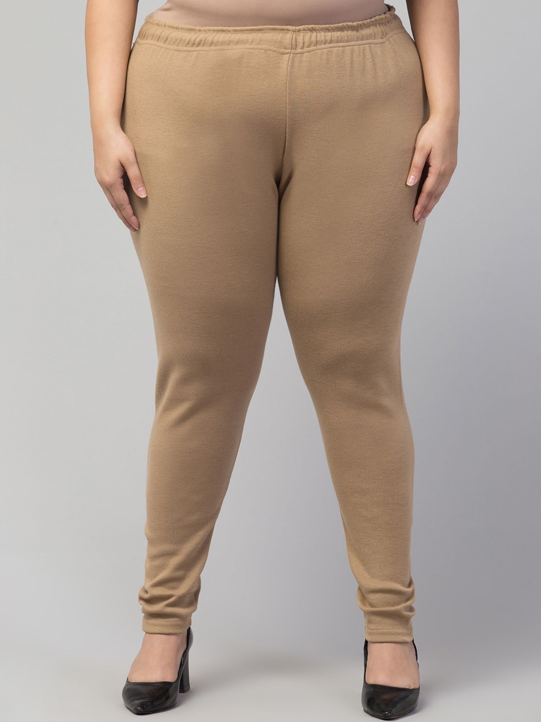 

STYLE PREZONE Women Plus Size Mid-Rise Ankle-Length Leggings, Beige