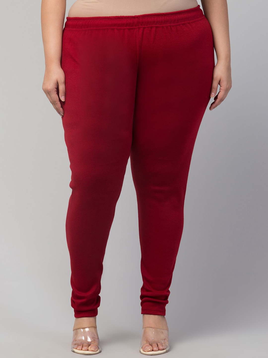 

STYLE PREZONE Women Plus Size Churidar-Length Leggings, Maroon