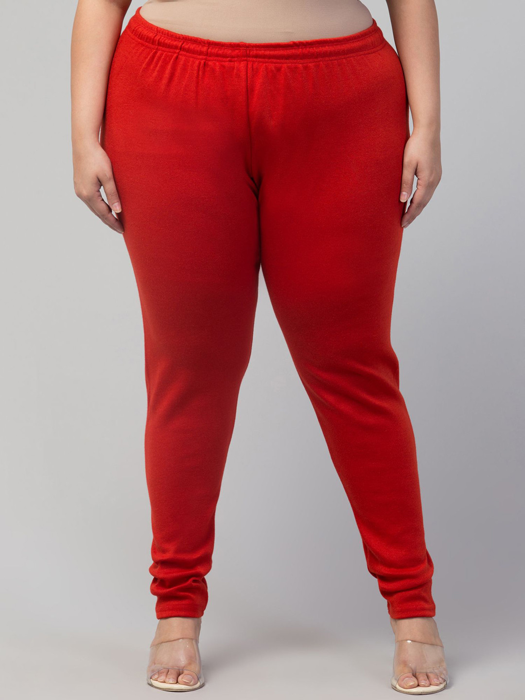 

STYLE PREZONE Women Plus Size Churidar-Length Leggings, Red