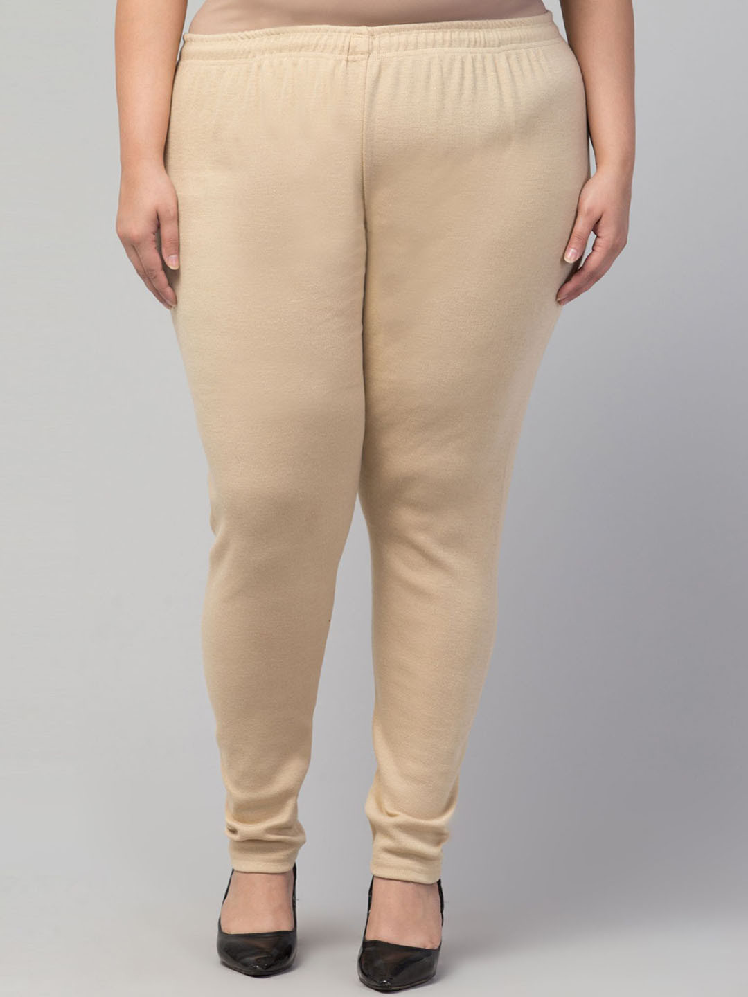 

STYLE PREZONE Women Plus Size Knitted Ankle Length Leggings, Nude