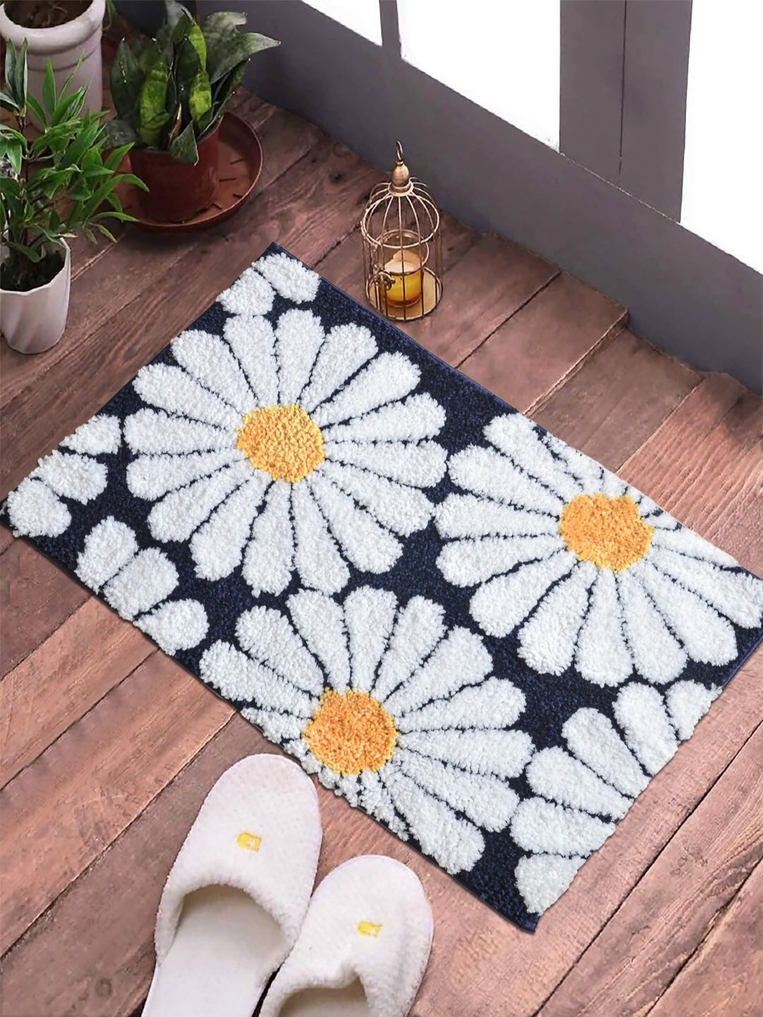 

FABINALIV Blue & White Printed Anti Skid Door Mat