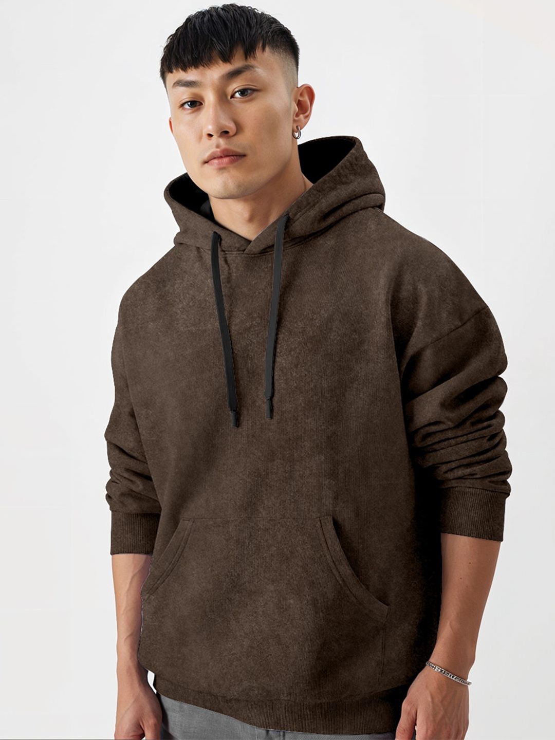 

Crazymonk Men Hooded Sweatshirt, Brown