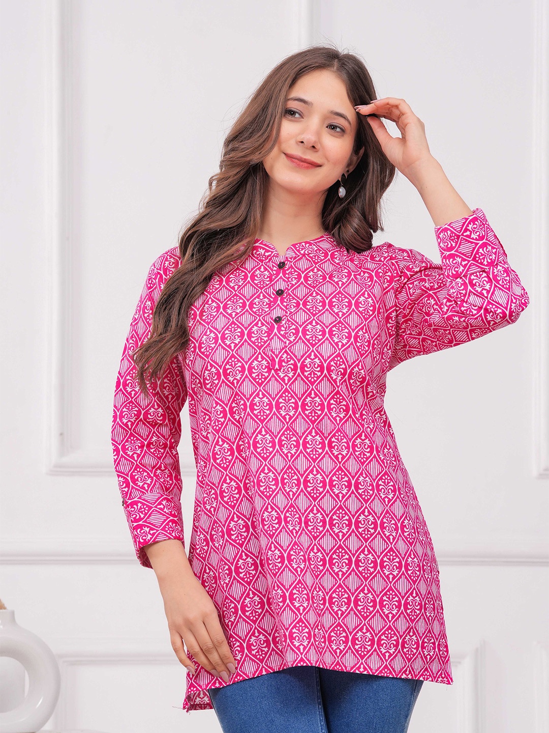 

MF ERA Printed Pure Cotton Kurti, Pink