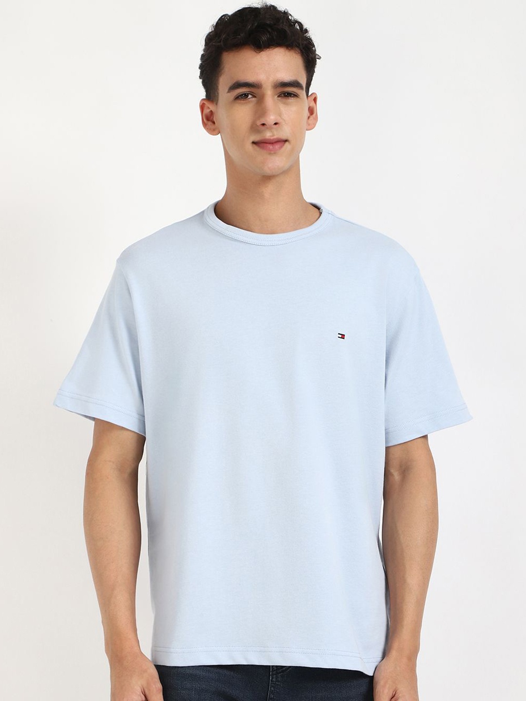 

Tommy Hilfiger Men Solid Round Neck Cotton T-shirt, Blue