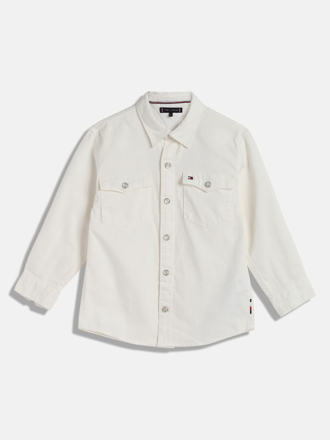 

Tommy Hilfiger Boys Spread Collar Solid Cotton Casual Shirt, White