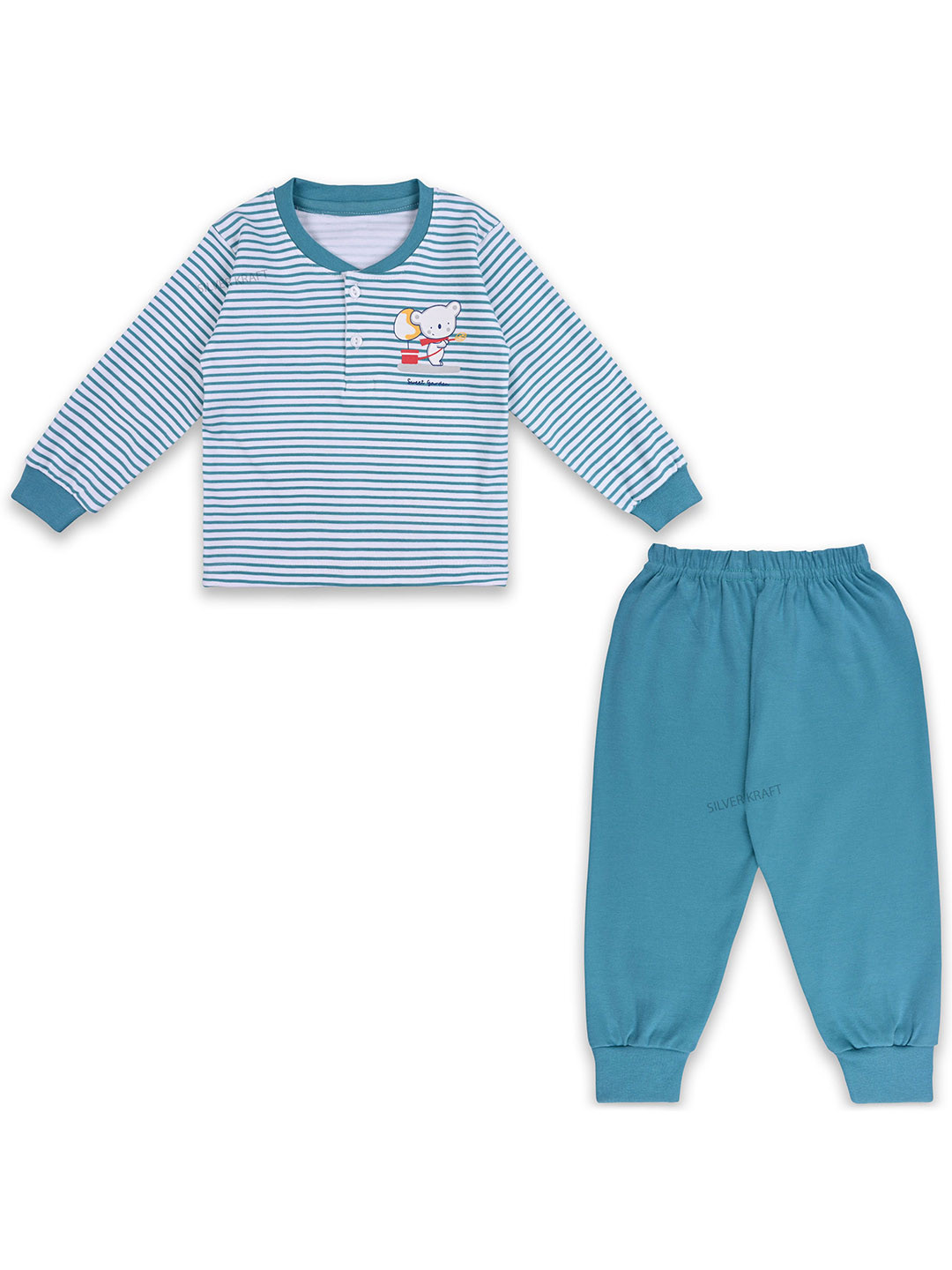 

Wish Karo Boys Striped V-Neck Long Sleeves T-Shirt With Jogger, Blue