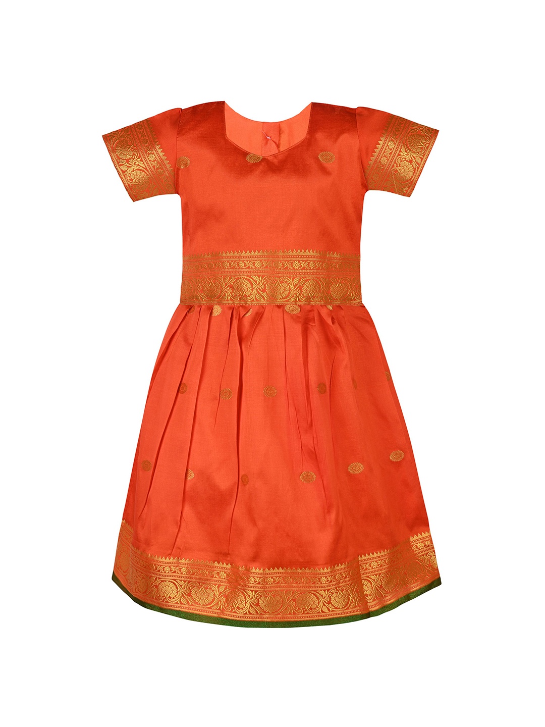 

Wish Karo Girls Woven Design Ready to Wear Lehenga Choli, Orange